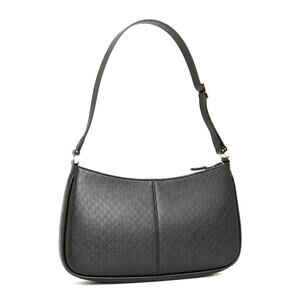 Gucci Vintage Black Embossed GG Monogram Leather Shoulder Bag